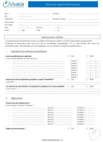 Questionnaire pré-consultation d'anesthésie