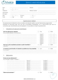Questionnaire pré-consultation d'anesthésie
