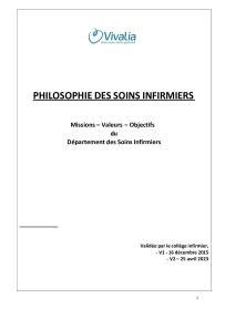 Philosophie des soins du Département infirmier (Vivalia)