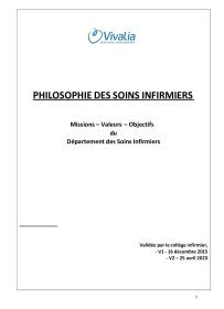 Philosophie des soins du Département infirmier (Vivalia)