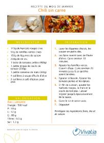 Recette du mois - Chili sin carne