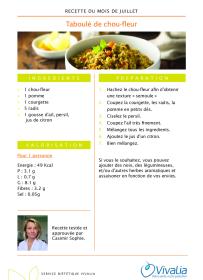 Recette du mois - Taboulé au chou fleur