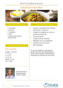 Recette du mois - Taboulé au chou fleur
