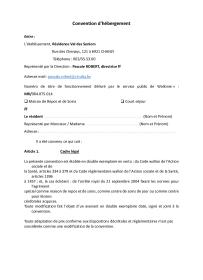 Convention d'hébergement (Val des seniors)