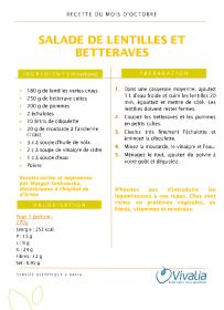 Recette du mois - Salade de lentilles et betteraves