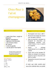 Recette du mois - Chou-fleur à l'ail et aux champignons