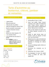 Recette du mois - Tarte d'automne au butternut et chèvre