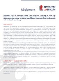 Information Province du Luxembourg sur la prime d'attractivité pour le personnel infirmier (règlement)