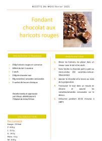 Recette du mois - Fondant chocolat aux haricots rouges