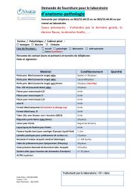 Formulaire de demande de materiel anatomopathologique