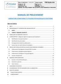 Manuel de prelevement des echantillons primaires standards