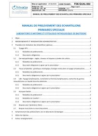Manuel de prelevement des echantillons primaires speciaux