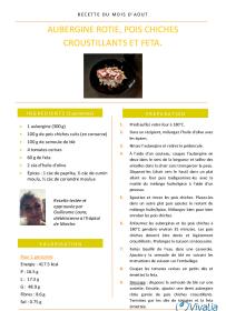 Recette du mois - Aubergine rôtie, pois chiches croustillants et feta