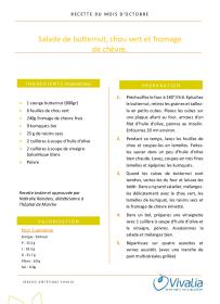 Recette du mois - Salade de butternut, chou vert et fromage de chèvre