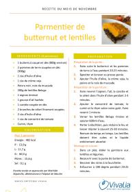 Recette du mois - Parmentier de butternut et lentilles 